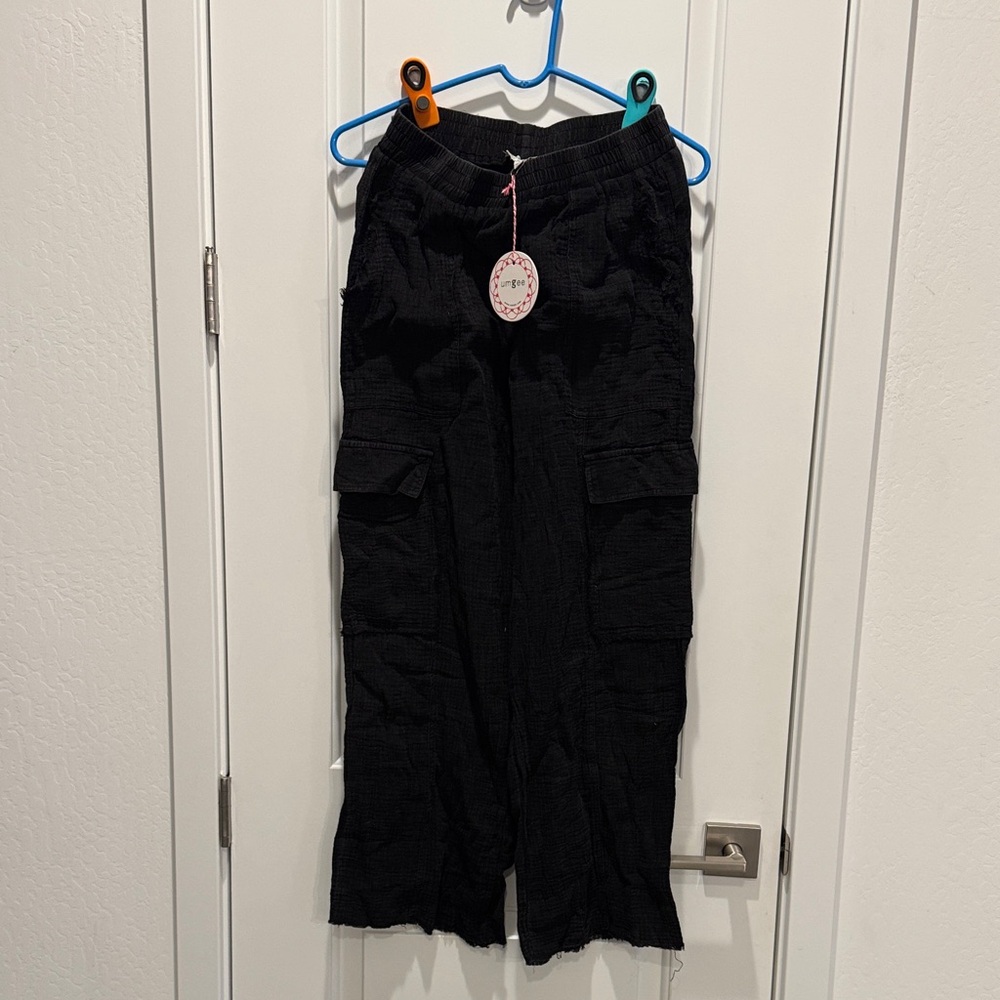 Black linen Cargo Pants